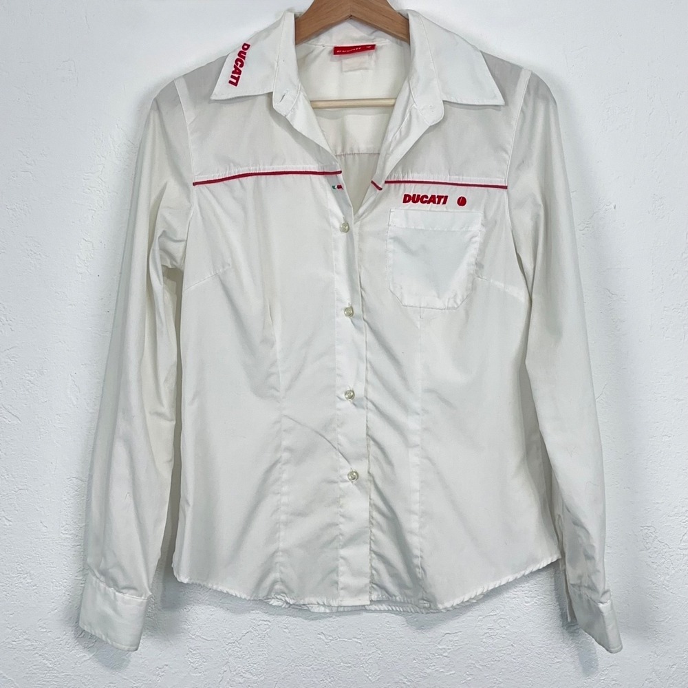 Ducati Womens Racing Motorbike Motorcycle Shirt Sz Medium Long Sleeve Button